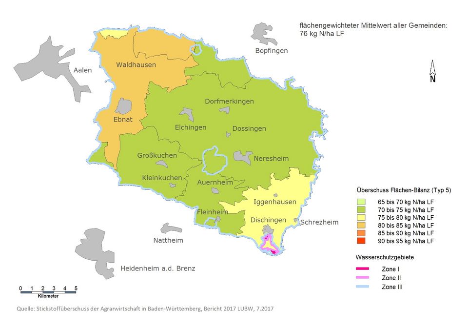 Stickstoffüberschüsse im Wasserschutzgebiet Egau