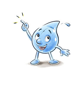 Illustration Grafik Tröpfle hält die Hand hoch Illustration Grafik Tröpfle hält die Hand hoch