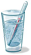 Thermometer im Wasserglas