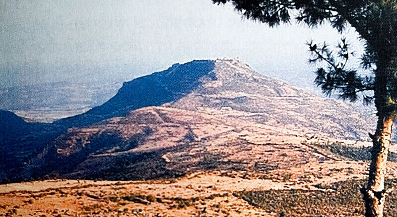 Blick auf einen großen Berg im Vordergrund ein Baum Blick auf einen großen Berg im Vordergrund ein Baum