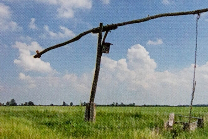 Ein Ziehbrunnen auf einer Wiese Ein Ziehbrunnen auf einer Wiese