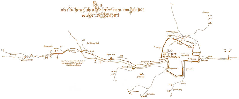 Alter Plan der Stuttgarter Wasserversorgung