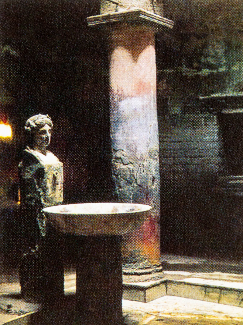 Altes Gemäuer und Statue im Bad von Herculaneum Altes Gemäuer und Statue im Bad von Herculaneum